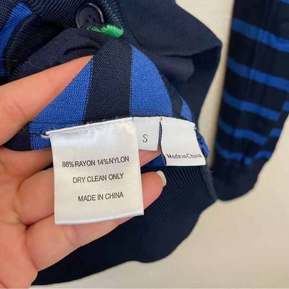 PEARL by Lela Rose Striped V Neck Button Up Cardigan Academia Sweater Size S - Picture 7 of 7